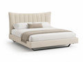 Lit double en tissu beige avec structure en métal 200x160 cm