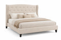 Lit double en tissu et bois Beige 160x200 cm