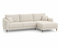 Canapé d'angle droit en tissu beige 3 places avec méridienne