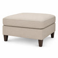 Tabouret en tissu polyester beige avec pieds en bois massif