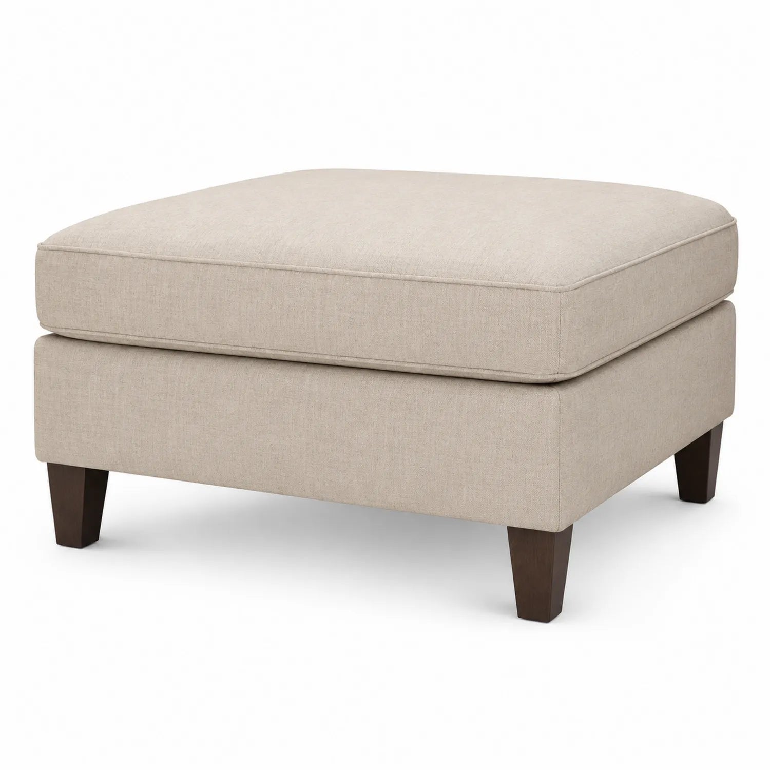 Tabouret en tissu polyester beige avec pieds en bois massif