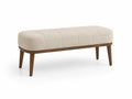 Banc rectangulaire en tissu et bois de noyer beige 120cm