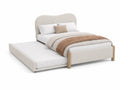 Lit double en bois et tissu avec sommier escamotable 210x160 cm Beige