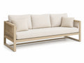 Canapé d'extérieur en aluminium et corde beige 3 places avec coussins écrus