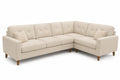 Canapé d'angle en tissu lin beige 5 places