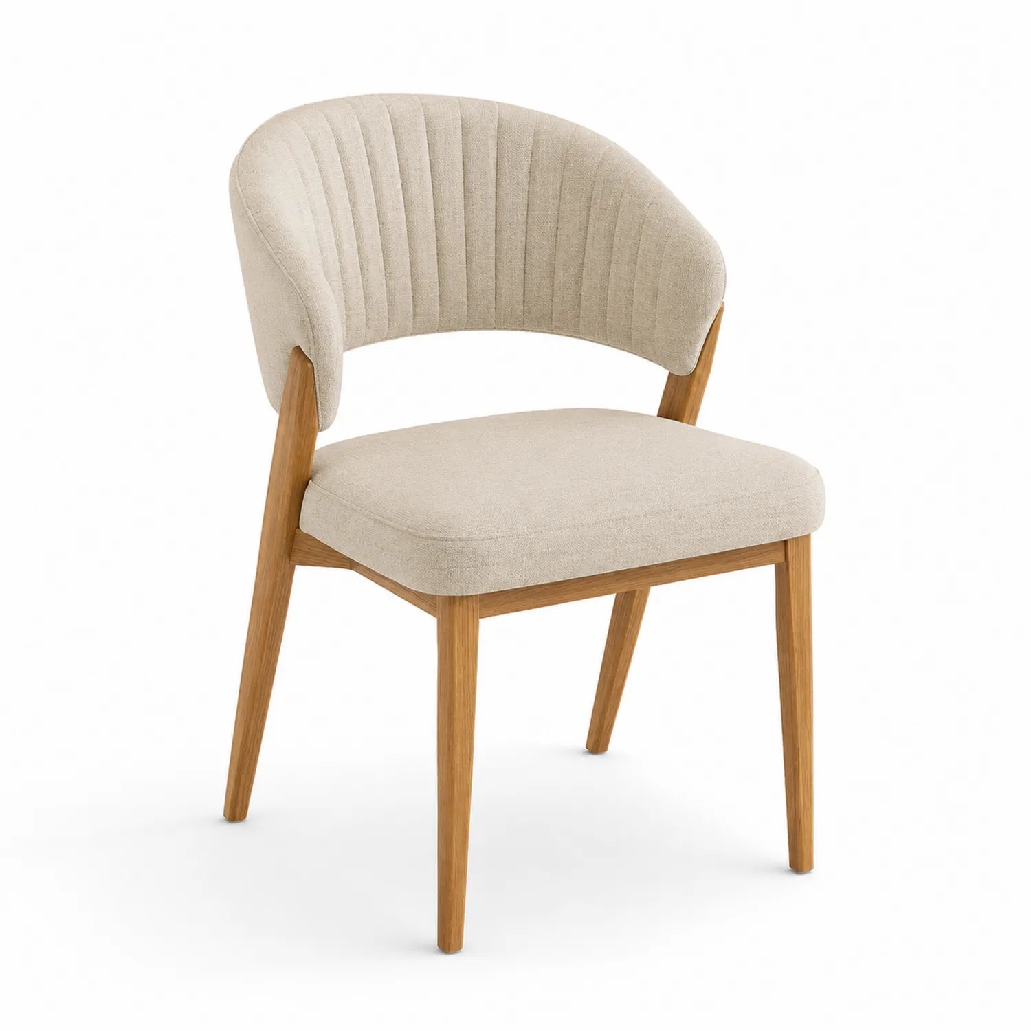 Chaise de salle à manger en tissu avec dossier incurvé et pieds en bois 80cm