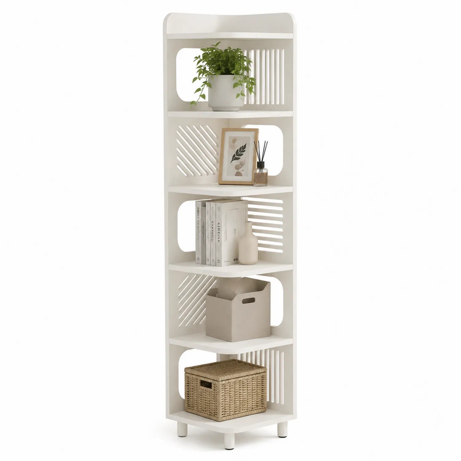 Étagère à 5 niveaux en plastique blanche