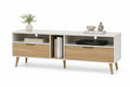 Meuble TV en bois MDF avec tiroirs et placage chêne