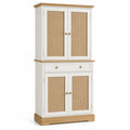 Buffet en bois et rotin avec 4 portes et 1 tiroir