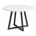 Table ronde en marbre blanc avec structure en métal noir, diamètre 100 cm