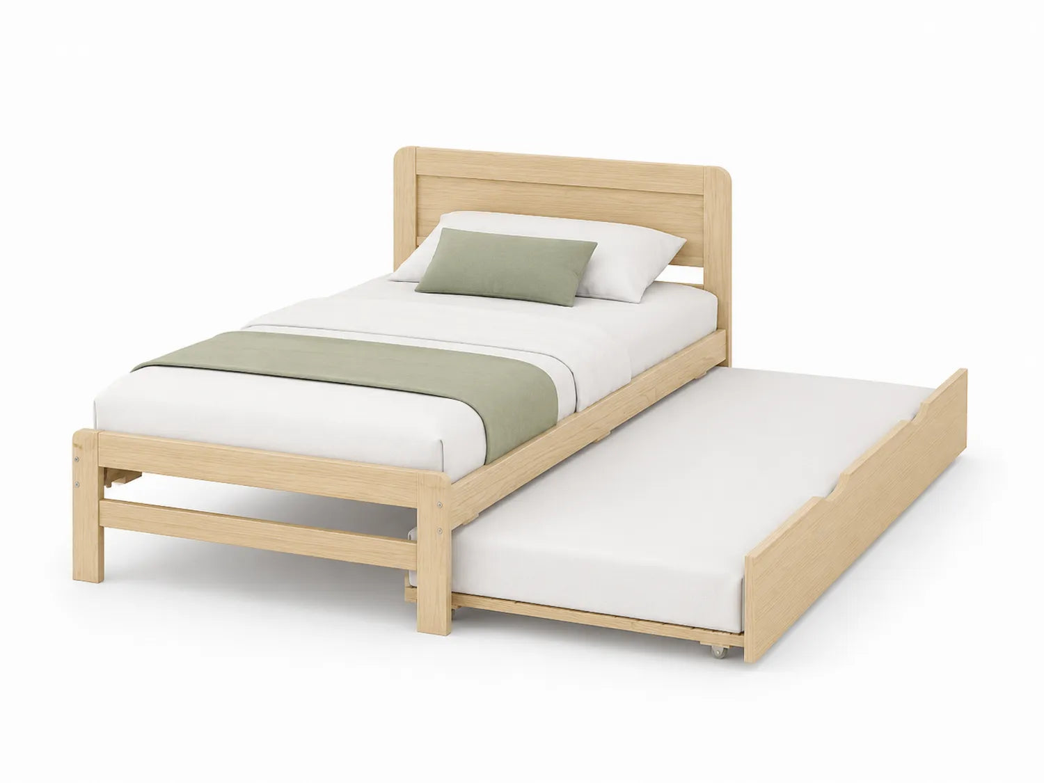 Lit en bois avec lit rétractable et matelas