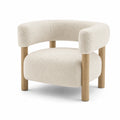 Fauteuil en tissu bouclette et bois Blanc
