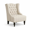 Fauteuil en tissu lin avec pieds en bois