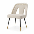 Chaise en velours crème avec pieds en métal