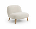 Fauteuil en tissu bouclé crème avec pieds en bois
