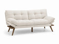 Canapé convertible en tissu beige avec pieds en bois
