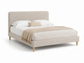 Lit double en tissu beige 200x160 cm