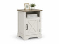 Table de chevet en bois blanc et gris avec rangement