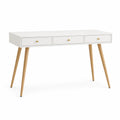 Bureau en Bois Blanc avec Pieds en Chêne et Trois Tiroirs