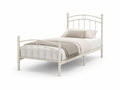Lit simple en métal crème avec têtière arrondie 200x100 cm