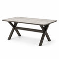 Table à manger rectangulaire en marbre et bois blanc et noir 180x90 cm