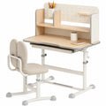 Bureau et Chaise pour Enfant Ajustables en Bois Stratifié et Métal Beige