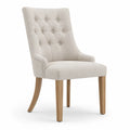 Chaise de salle à manger en tissu polyester beige avec pieds en bois