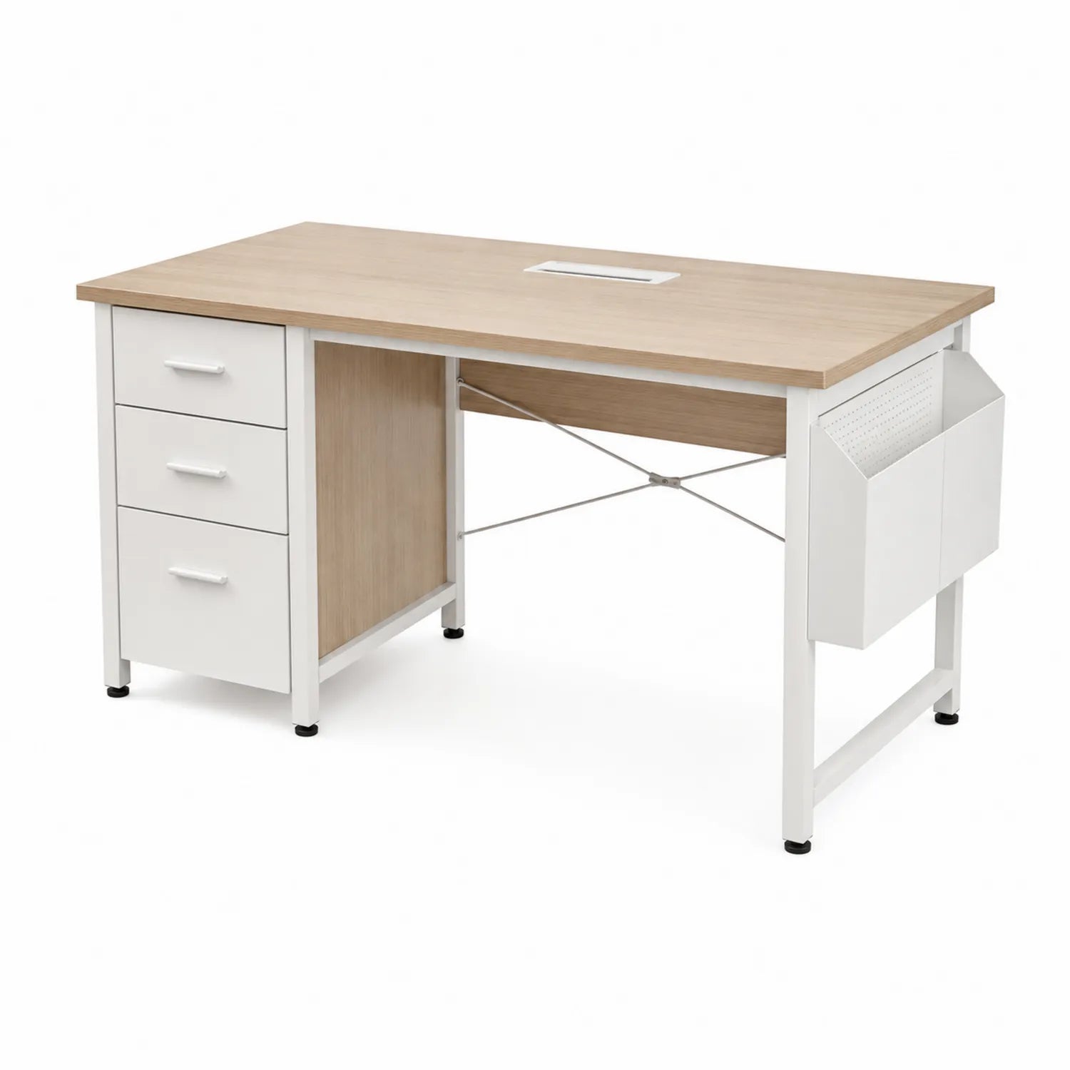 Bureau en bois et métal avec tiroirs 120x60x75cm