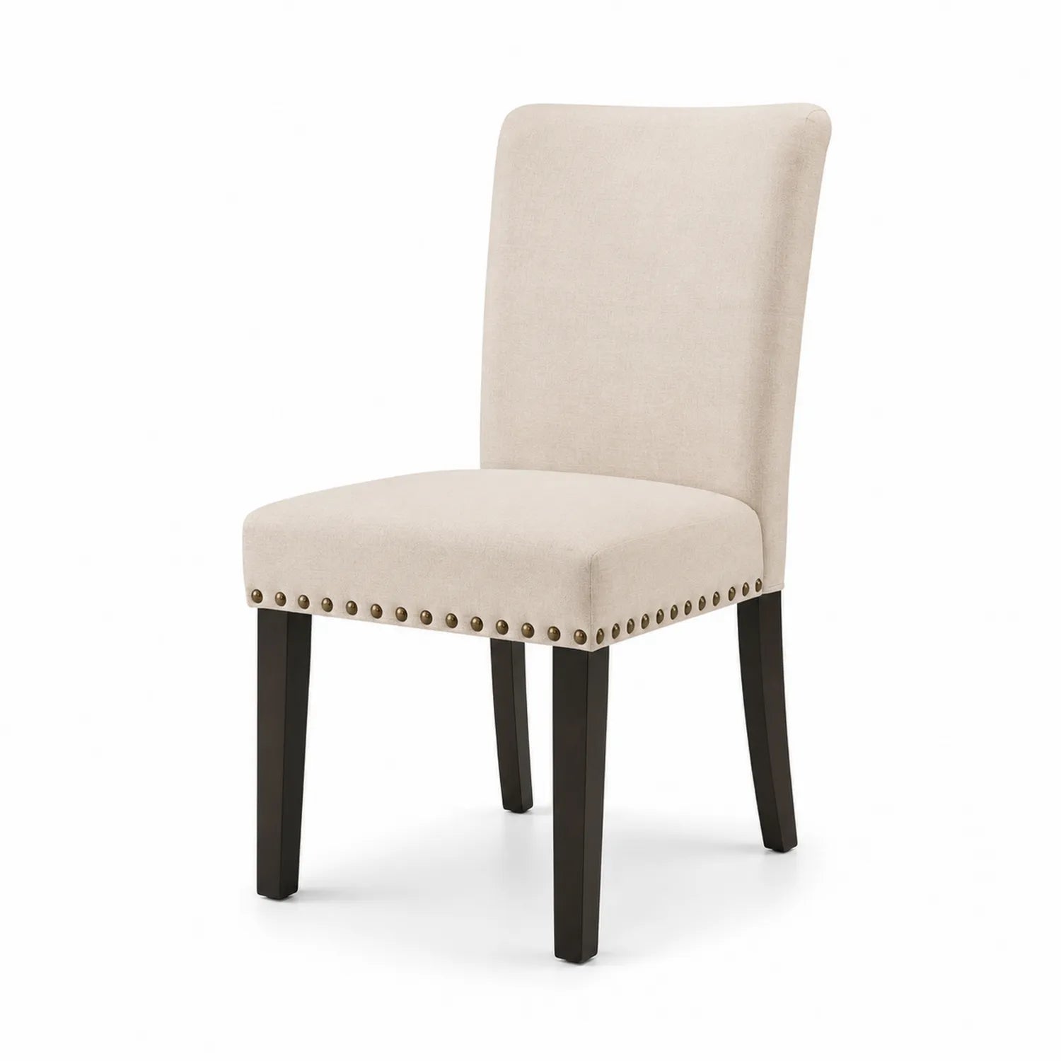 Chaise de salle à manger en tissu beige avec pieds en bois
