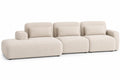 Canapé d'angle tissu polyester beige 3 places avec méridienne