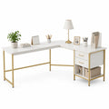 Bureau d'angle en bois MDF avec pieds en métal