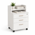 Caisson de rangement bureau 3 tiroirs en bois MDF blanc avec roulettes et serrure