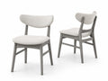 Chaises en Bois et Tissu Gris Clair 2 Pièces