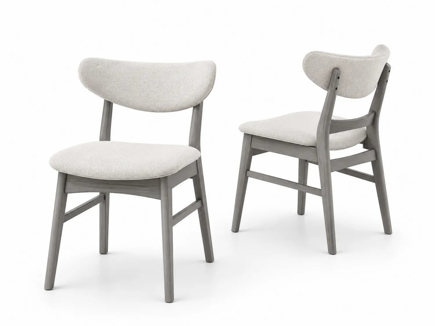 Chaises en Bois et Tissu Gris Clair 2 Pièces